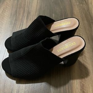 Cushionaire Stretch Knit Heel Sandals - 7 NEW